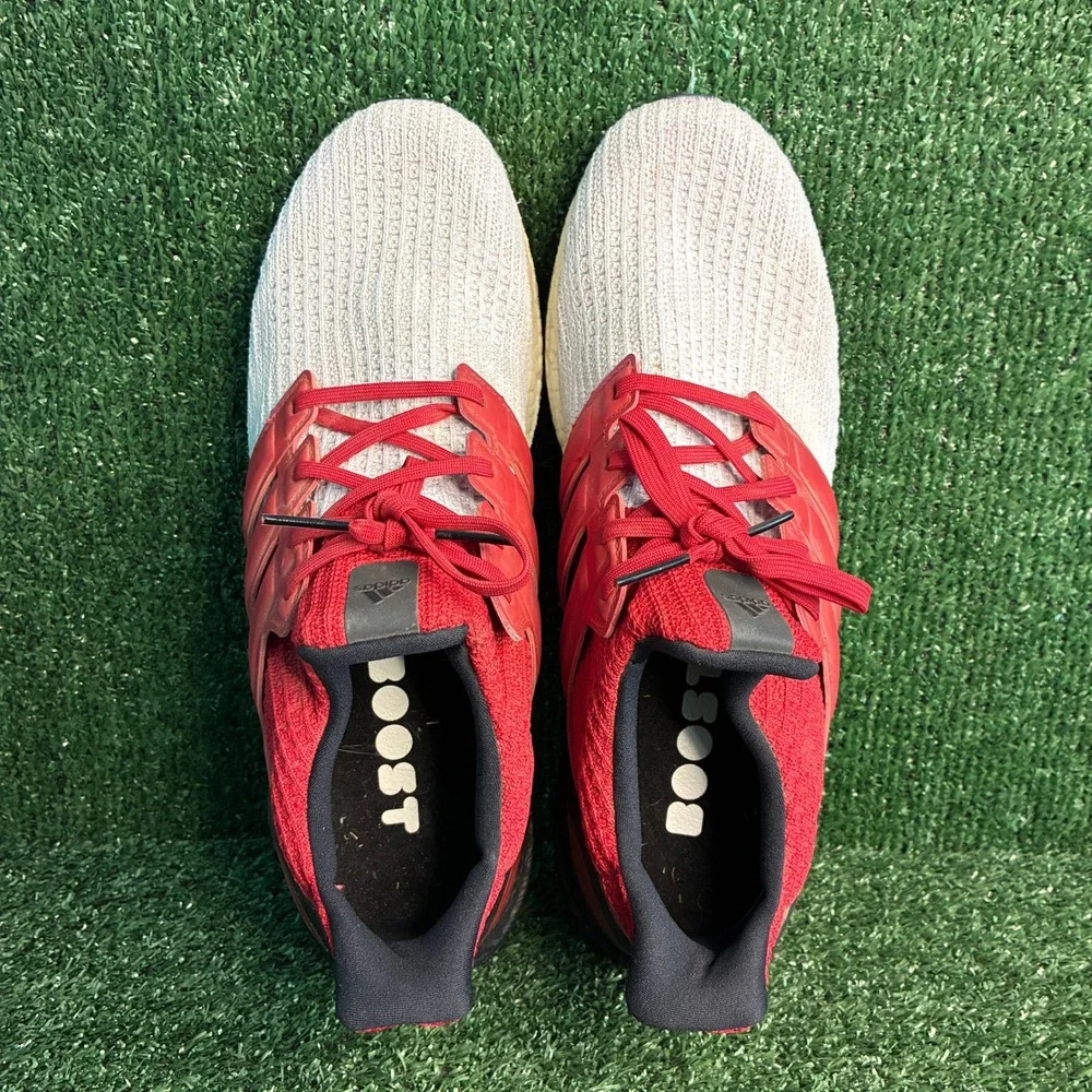 Adidas UltraBoost 4.0 Athletic Running Sneakers White Scarlet Red Black Mens 12